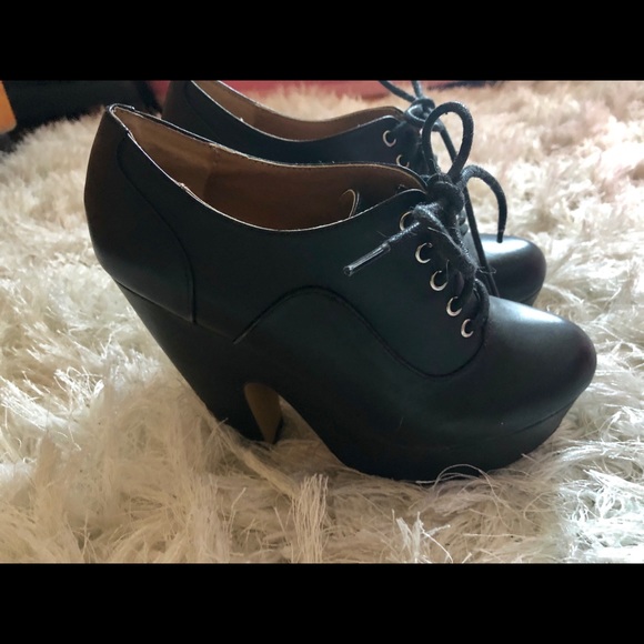 Shellys London black platform wedge lace up 6 36 - Picture 3 of 8